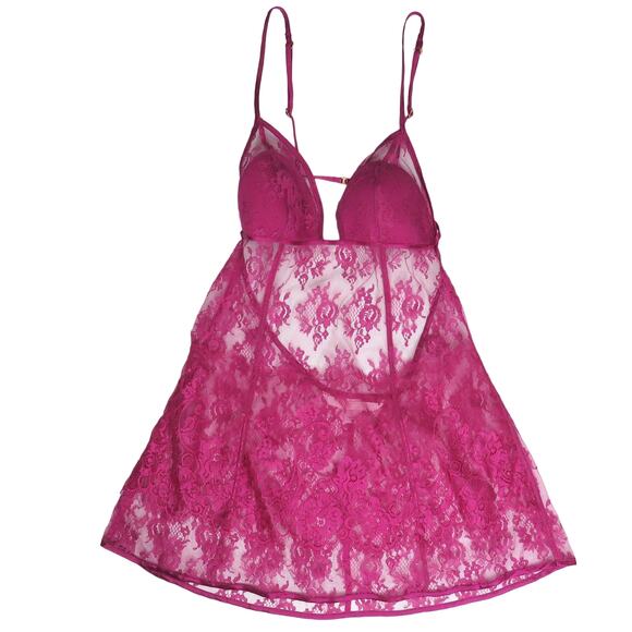 Victoria's Secret Very Sexy Lace Teddy Slip Raspberry Pink Small - Picture 1 of 5